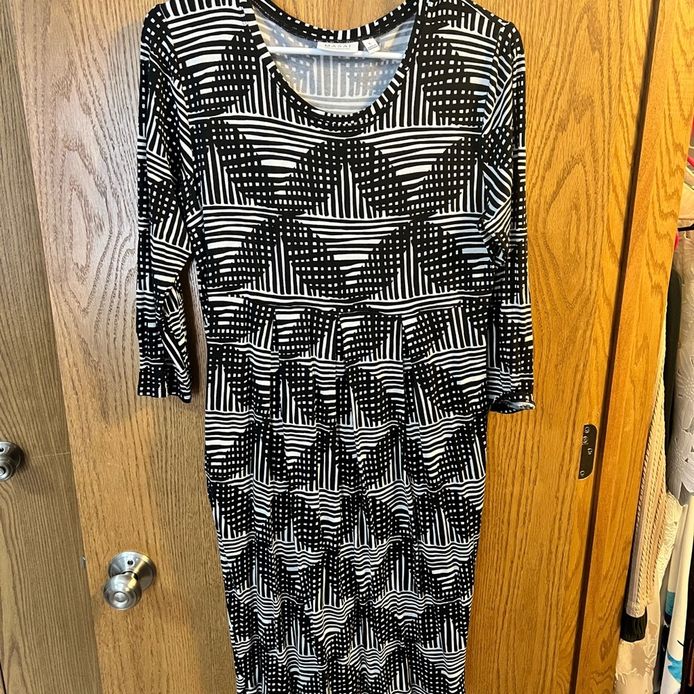 Masai Black and White Geometric Pattern Dress